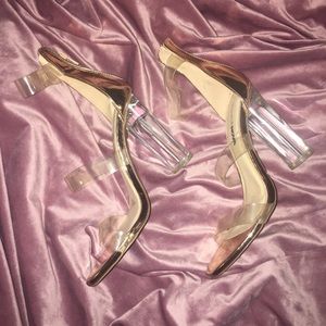 Clear strap high heels